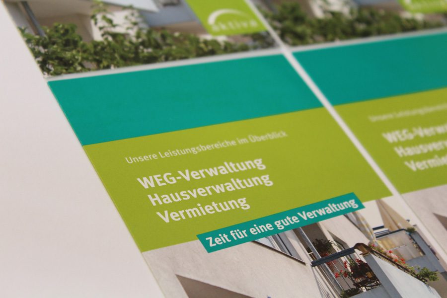 Flyer zum Thema Leistungsbereiche der aktiva Immobilienverwaltung.